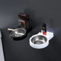 Non-marking Sticker Ashtray Wall Paste Home 304 Stainless Steel Ashtray Simple Bar Smoking Indoor Cigarette Butt Storage Shelf