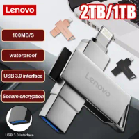 Lenovo Type C USB Flash Drive 2-IN-1 Lightning USB3.0 Pen Drive 1/2TB Pendrive 100MB/S Flash Disk With Key Ring For PC/iPhone
