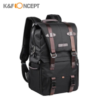 RU Photography K&amp;F CONCEPT Camera Backpack Storage Bag Side Open Available +Rainproof Cover Tripod for SLR DSLR Black