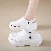 2023women's sandals summer cro Slides Breathable Cool Beach Sandals Flip Flops Slippers Lightweight Bone White Plus Size 36-41