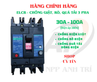 Aptomat Chống Giật, Rò, Quá Tải 3 Pha Công Suất 30A-100A, Dòng Rò Định Mức 30mA, 100-200-500mA, Hàng