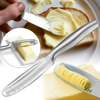 3 in 1 Butter Knife Stainless Steel Butter Knife Cheese Dessert Jam Spreaders Cream Scraper Bread Splitter Butter Spreader