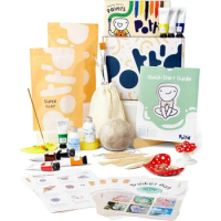 Home Air Dry Clay Pottery Kit for Beginners. DIY Kit for Adults. Kit Includes: Air-Dry Clay for Adults, Tools, Paints, Brushes