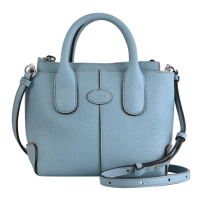 【TOD’S】TODS Di Bag Mini 簡約經典質感小牛皮手提包黛妃包兩用包(淺藍)