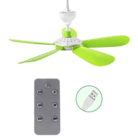 DC5V 5W USB Adjustable Remote Control Timing Camping Fan 3 Gears Tent Ceiling Fan for Home Outdoor Bed