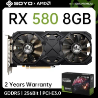 SOYO RX580 8GB Graphics Card GPU GDDR5 256Bit 8Pin PCIE 3.0×16 for Mining Gaming Desktop Computer Video Card placa de video