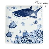 日本 Natural69 波佐見燒 CocoMarine系列 方形淺盤 陶瓷盤 菜盤 沙拉盤 水果盤 17cm 海中鯨鯊 日本製【$199超取免運】