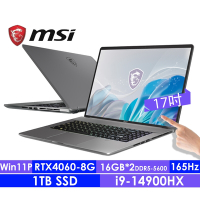 MSI微星 Creator Z17 HX Studio A14VFT-413TW 17吋創作者QHD觸控筆電(i9-14900HX/32G/1T SSD/RTX4060-8G/Win11Pro)