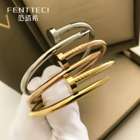 日韓純銀鑲鉆釘子手鐲 簡約百搭時尚輕奢小眾設計18K金手環情侶款