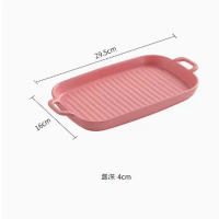 長方形雙耳陶瓷烤盤焗飯碗【雙耳條紋長方盤粉色】 