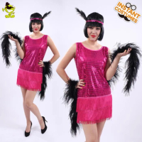 Halloween Sequin Flapper Dress of Woman Adult 1920's Fancy Dress Cosplay Party Costumes