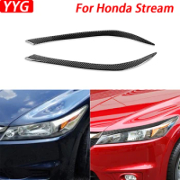 For Honda Stream 2006-08 Carbon Fiber Front Headlight Eyelid Eyebrow Cover Decorative Car Decoration Styling Accessories Sticker