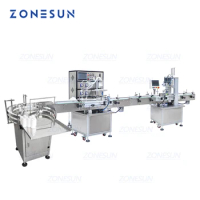 ZONESUN Production Line for Alcohol hydrogen peroxide Bottle Water Liquid Turntable Capping Packaging And Filling Machine
