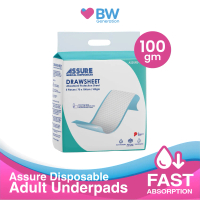 Assure - Absorbent Underpads Draw sheet 100gm (Disposable Bed Liners) , 70x180cm - by BW Generation 