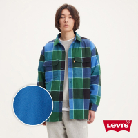 Levis Gold Tab金標系列 男款 Oversize法蘭絨格紋襯衫外套 / 內裏全刷毛 成熟感藍綠格紋