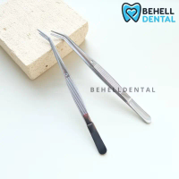 PINSET BEHEL L ANTI KARAT - Pinset Ujung Bengkok - Tweezer Dental Instrument Ortho Alat Penjepit kar