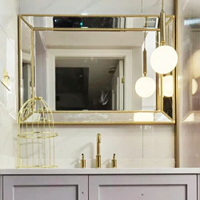 美式北歐式藝術衛浴室鏡掛鏡玻璃拼鏡子衛生間壁爐墻面裝飾梳妝鏡
