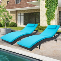 Outdoor Chaise Lounge Chair, Reclining Chaises with Adjustable Backrest, Outdoor Chaise Lounge Chair