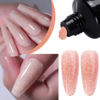 15ml Gold Glitter Quick Extension Gel Pink Clear Sparkling Aurora For Spring Manicure Nail Poly Acrylic Crystal Gel Polish