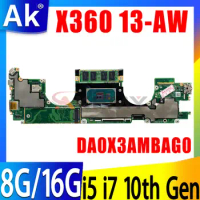 DA0X3AMBAG0 Mainboard For HP Spectre X360 13-AW 13-AW0013DX Laptop Motherboard with i5-1035G4 i7-1065G7 CPU 8G 16G RAM