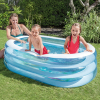 透明橢圓水池兒童充氣游泳池戲水池方形  快速出貨