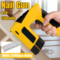 Power Tools Nail Gun USB Rechargeable Lithium Battery Woodworking Nail Gun Portable Electric Stapler Code Nail Gun+2500pcs Nails