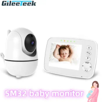 SM32 Baby Monitor Two-Way Talk 3.2 Inch Wireless Baby Monitor LCD Screen Display Infant Night Vision Camera Temperature Monitor