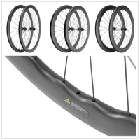 SUPERTEAM Carbon Clincher Wheelset 700C Road Bike Wheel 45/50/65 Wave Rim Center Lock 12*100
