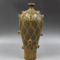 Brown Vase Pottery Dragon Scale Chinese Antique Porcelain Vase Yuan Carved Porcelain Vases Plain