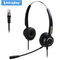 Free shipping Binaural RJ9/RJ11 headset with microphone Noise canceling phone headphones call center headset for Aastra Nortel