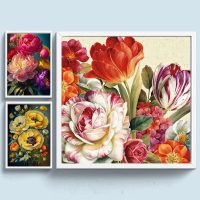 Full Embroidery cotton Thread 11CT Printed Flowers Cross Stitch Kit Artwork