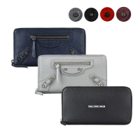 【Balenciaga 巴黎世家】Balenciaga CONTINENTAL機車包/白字LOGO皮革拉鍊長夾(兩款多色)
