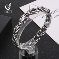 Fongten Vintage Twisted Knot Men's Bracelet Silver Color Stainless Steel Link Chain Bracelets For Me