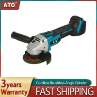 ATO 125mm Brushless Electric Grinding Machine Speed Cutting Woodworking Power Tool Cordless Angle Grinder for Makita 18V Battery