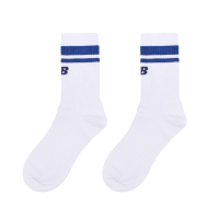 【NEW BALANCE】長襪 Logo Crew Socks 白 藍 休閒襪 條紋 中筒襪 襪子 NB(LAS32161BUL)