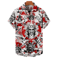 2024 Summer Shirts For Men 3d Vintage Horror Skull Rocker Print Gothic Rockabilly Hawaiian Shirt Sho