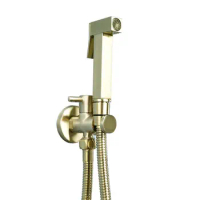 Top Quality Brushed gold Brass Toilet Bathroom Shower spray Handheld Shower head sprayer set with Brass Holder 1.5m Shower hose