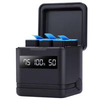PALO LCD Smart USB 3 Slots Charging Case For Go Pro GoPro Hero 9 10 11 12 Sport Cameras Black Action Accessories Fast Charger