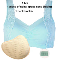 Bra mastectomy with bra and spiral grass seed implant breast augmentation device