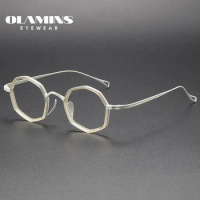 OLAMINS Irregular Oval Polygon Black Chunky Frame Gaf Rectangle Specs Lite Weight Titanium Acetate Optical Frames