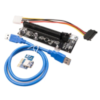 USB 3.0 PCIE Express 1X To 16X Extender Riser Adapter Card SATA 15Pin Male To 6Pin Power Cable For GPU Miner Mining
