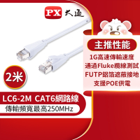 PX大通CAT6網路線2米(1G高速傳輸) LC6-2M