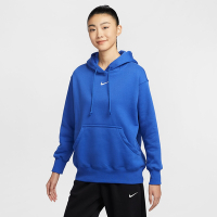 NIKE 長袖上衣 女 帽T 磨毛 寬鬆版型 AS W NSW PHNX FLC OS PO HOODIE 藍 DQ5861-480