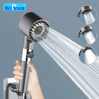 High Pressure Shower Head Gun Grey 3 Modes Adjustable Water Saving One-Key Stop Water Massage Nozzel Bathroom Accessories