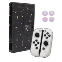 Transparent Protective TPU+PC Glitterry Cases for Nintendo Switch Oled Console Video Gamepad Cover Skin Accessories