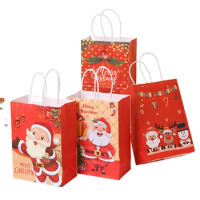 6pcs/Set Merry Christmas Paper Gift Bags New Year Kids Present Candy Clothes Packaging Bag TC117