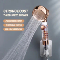 EHEH New Style 3-Function Shower Head With One Key Stop Magic Watering High Pressure with Filter Bathroom Handheld