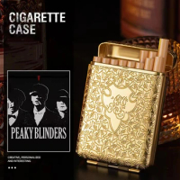Luxury Vintage Engraved Cigarette Case Shelby Container Pocket Cigarette Case Holder Cigarette Storage Box Smoking Accessories