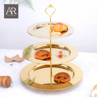 【ARRYN HOUSE】三層 不鏽鋼甜品檯 甜點展示盤 ER0519(蛋糕架 甜點托盤 蛋糕托盤)