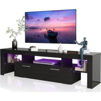 Modern LED 63-inch TV Stand with Storage Drawer, Wood TV Console with High Glossy Entertainment Center for, Living Room, Bedroom
